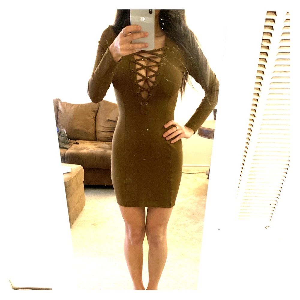 Brown crisscross dress